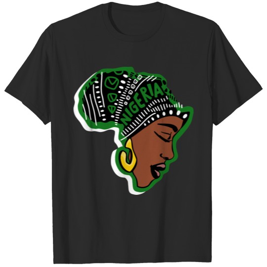 Nigeria Africa Heritage Traditional Black Woman T-shirt