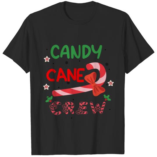 Ribbon Pink Candy Cane Crew Christmas Snow Star T-shirt