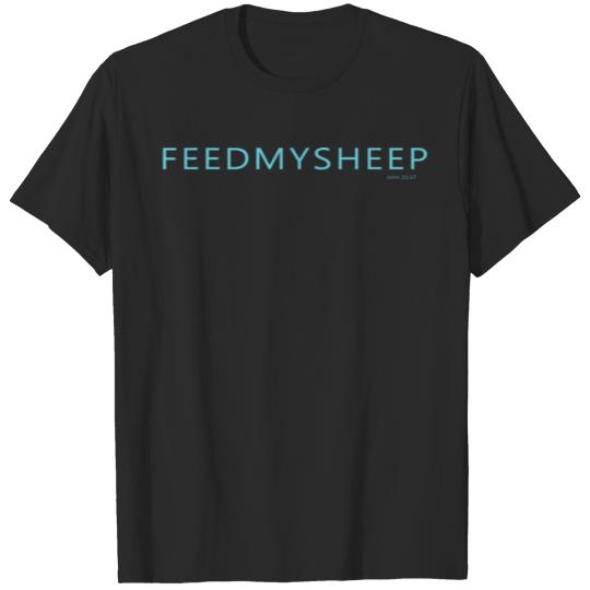 FEED MY SHEEP, light blue, all as one word T-shirt