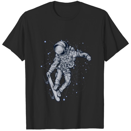 Astronaut Skateboarding in Space Free T-shirt