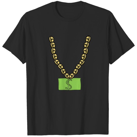 Gold chain jewelry coins expensive dollar money T-shirt