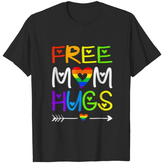Free Mom Hugs Rainbow Heart LGBT Pride Month T-shirt
