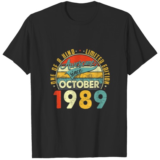 Born In October 1989 32Nd Birthday Gift Retro 32 Y T-shirt