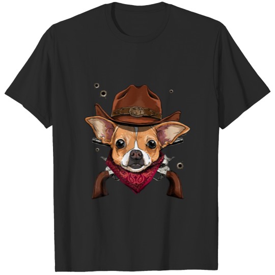 Cowboy Chihuahua Western Rodeo Cowboy Hat And Band T-shirt