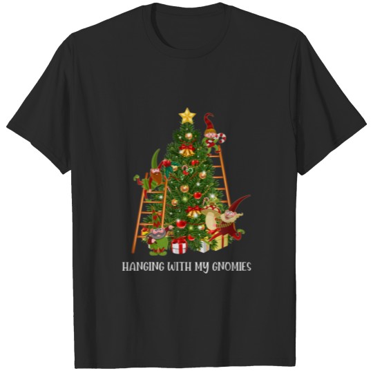 Christmas Gnome Hanging With My Gnomies Funny Tree T-shirt