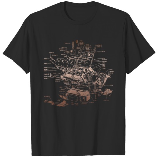 V8 Engine Diagram T-shirt