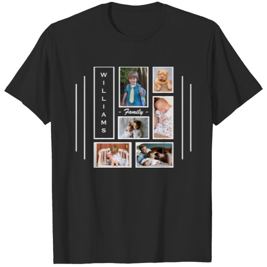 Family Photo Collage Personalized Black & White T-shirt