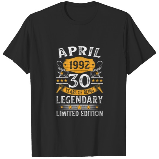 Awesome 30 Year Old April 1992 Vintage Retro 30Th T-shirt