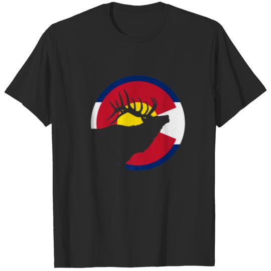 Colorado Elk Hunting CO State Flag Hunter T-shirt