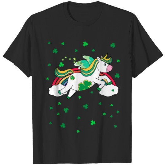 St Patrick’s Unicorn Shamrocks And Rainbow T-shirt