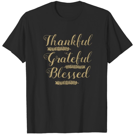 Thankful Grateful Blessed wreath Thanksgiving T-shirt