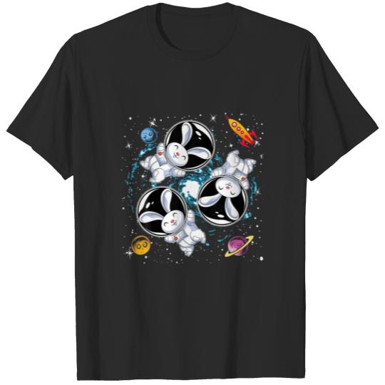 Rabbit Bunny Animal Rocket Planets Space Scientist T-shirt
