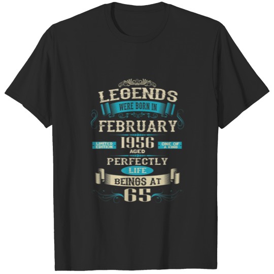 Legends Were Born In February 1956 65Th Birthday G T-shirt