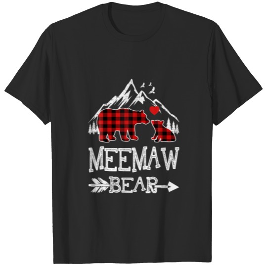 Meemaw Bear , Red Buffalo Plaid Meemaw Bear Pajama T-shirt