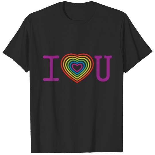 I love you with my heart. Colorful rainbow heart T-shirt