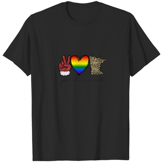 Leopard Peace Love Minnesota Heart LGBT Pride Chri T-shirt