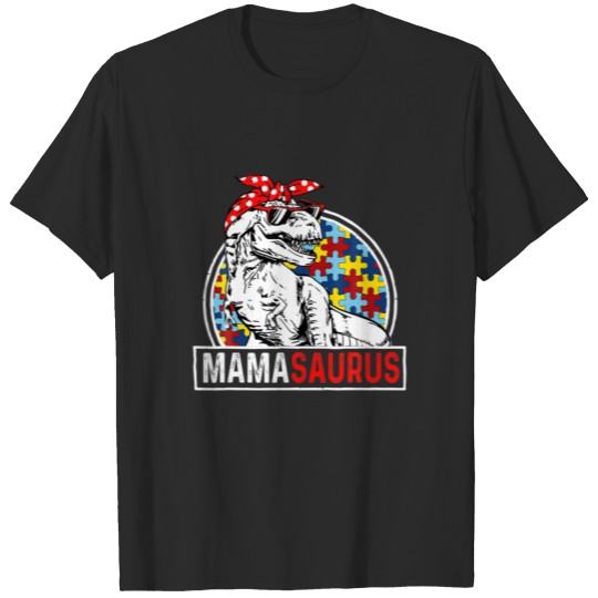 Mamasaurus T Rex Dinosaur Autism Mama Saurus Famil T-shirt