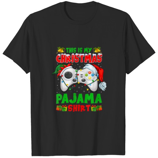 This Is My Christmas Pajama Santa Hat Gamer Video T-shirt