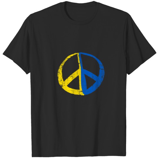 Support Ukraine Peace Sign Ukraine Flag Colors Vin T-shirt