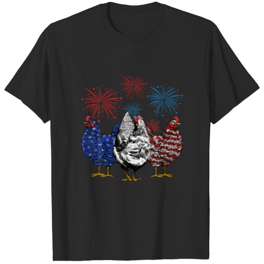 Funny Chickens American Flag Patriotic Farmer 4Th T-shirt