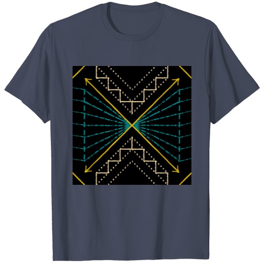 Geometric figures colored background black T-shirt
