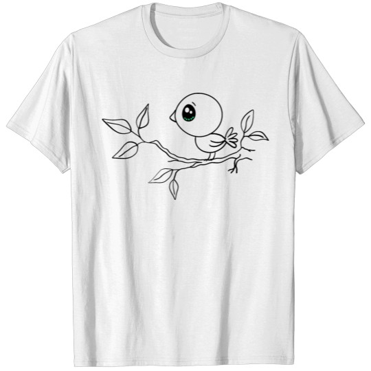 Cute funny adorable baby bird on a tree branch T-shirt