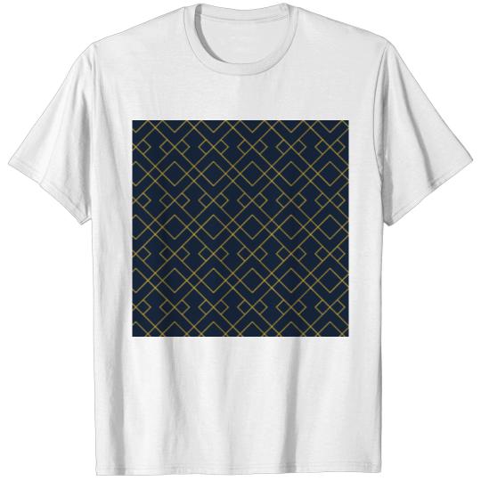 Blue Gold Art Deco Pattern Geometric T-shirt