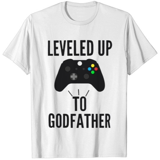 Leveled Up To Godfather Dad White Gift T-shirt