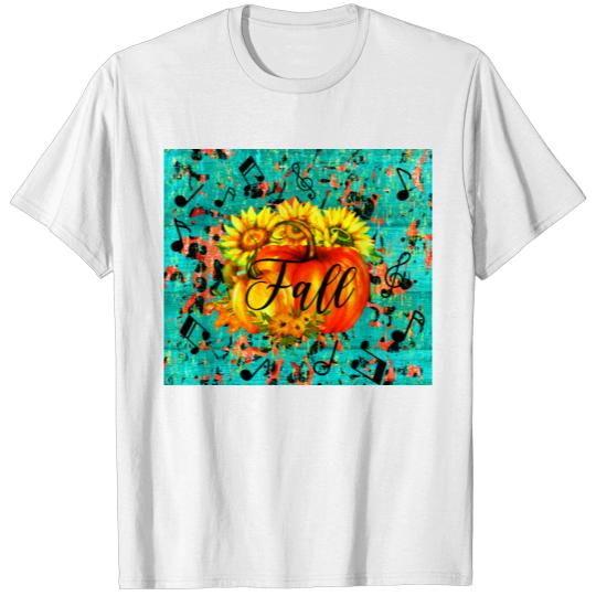 Pumpkin Sunflower Fall Leopard Design Distressed T-shirt