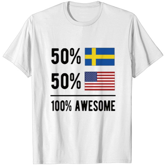 Half Swedish Half American Flag Sweden USA T-shirt
