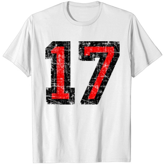 Number 17 Seventeen 17th Birthday (Black&Red) T-shirt