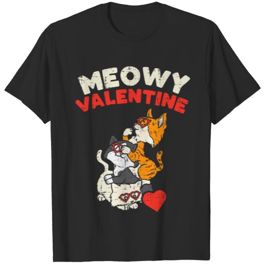 Meowy Valentine Cats Kitten Cat Valentines Day T-Shirt