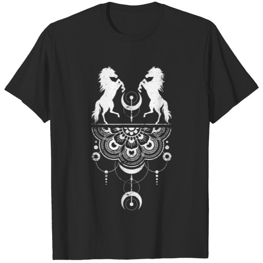 Funny Horse mandala geometric figures mystical signs T-Shirts