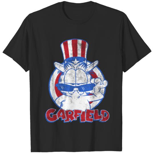 Garfield Patriotic American Flag Hat And Shades T-Shirts