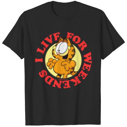 Garfield I Live For Weekends Garfield Pocket T-Shirts