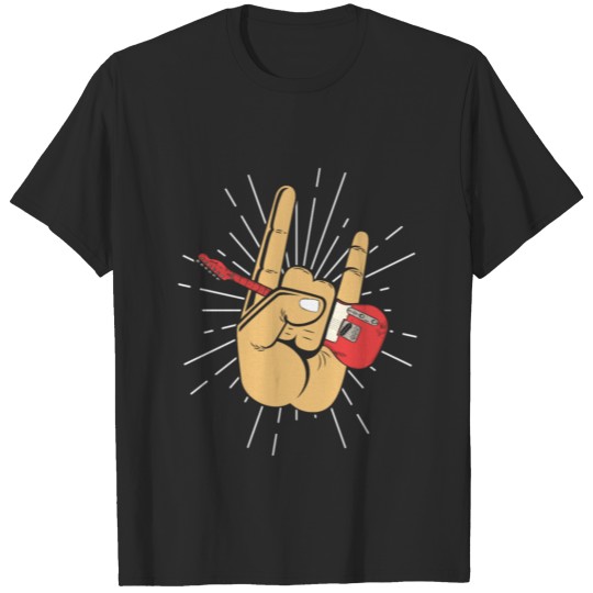 Heavy Metal Devil Horns Electric Guitar T-shirt
