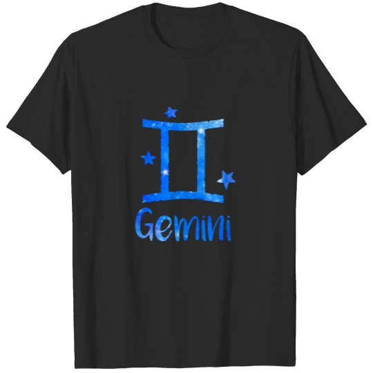 Zodiac Gemini Sign Blue Galaxy T Shirts