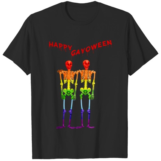 Happy Gayoween skeletons LGBT Halloween Gay Pride T Shirts