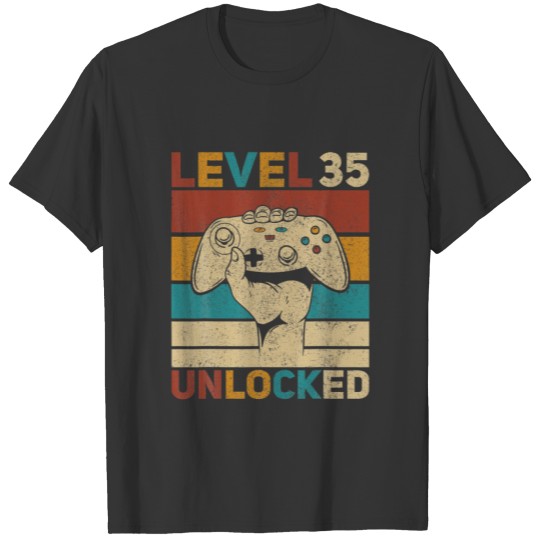 Level 35 Unlocked 35Th Birthday 35 Years Old Gamer T Shirts
