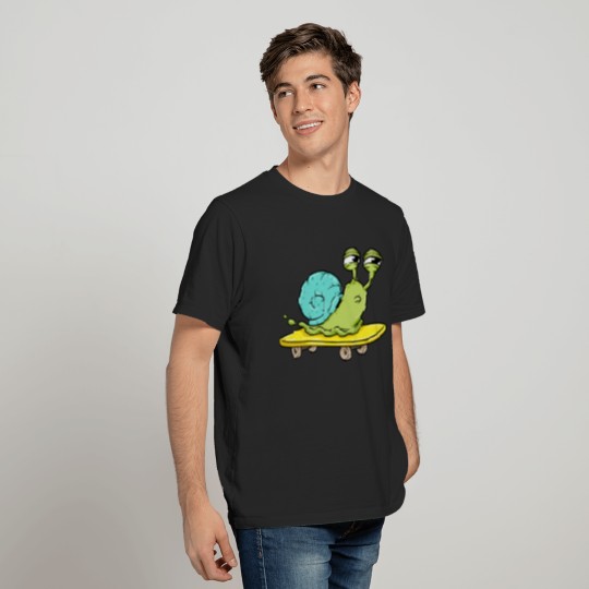 Snail with House as Skater with Skateboard - Skater - T-Shirt