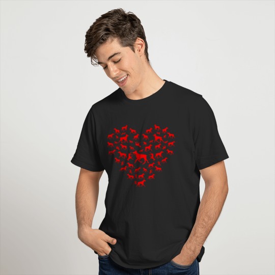 Valentines Day Doberman Pinschers Hearts Love Dog Lover Valentines Day T-Shirts