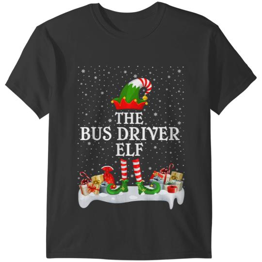 The Bus Driver Elf Family Matching Group Christmas Pajama T-Shirts