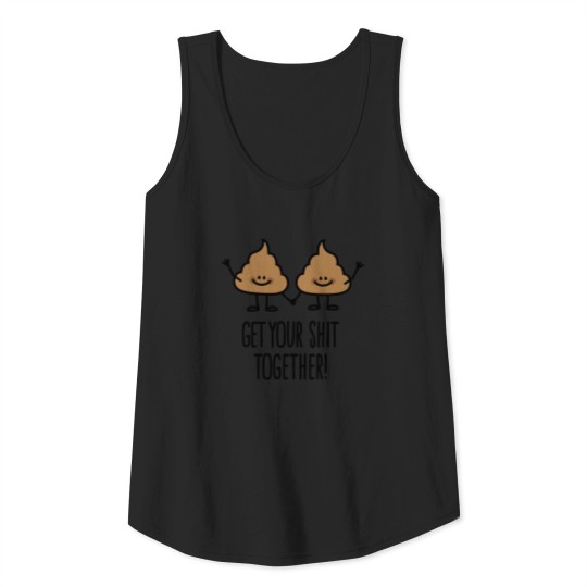 Get your shit together shit pun Emoticon cartoon Tank Top
