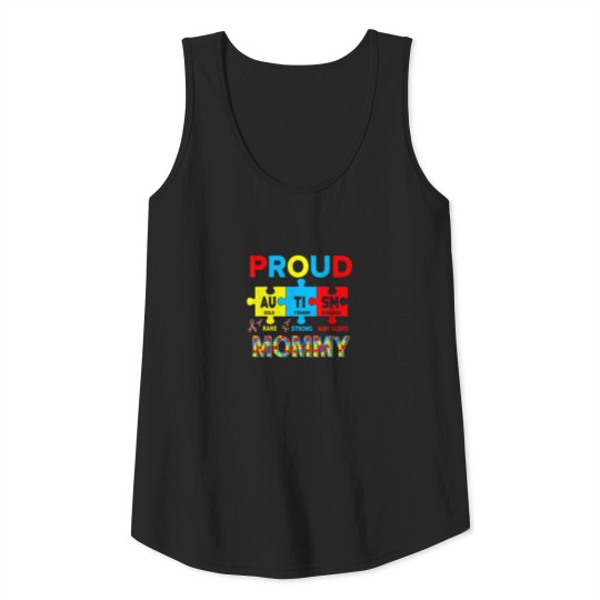 Proud Autism Mommy Cute Autism Awareness Puzzle Pi Tank Top