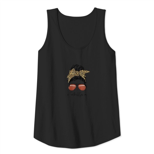 Football Gram Life With Leopard Messy Bun Mother's Tank Top