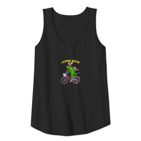 I Steal Eggs Easter Bunny Dinosaur Rex Bicycle Kid Tank Top