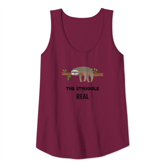 Sleeping Sloth on Branch with The Struggle is Real Tank Top