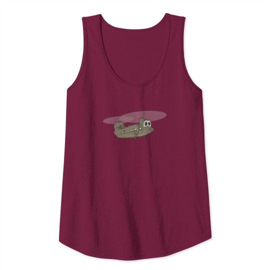 Chinook Helicopter Cartoon Tank Top
