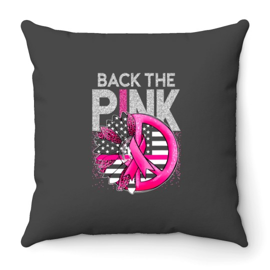 Breast Cancer Awareness Warrior TPink Ribbon Support 5 26 Throw Pillows