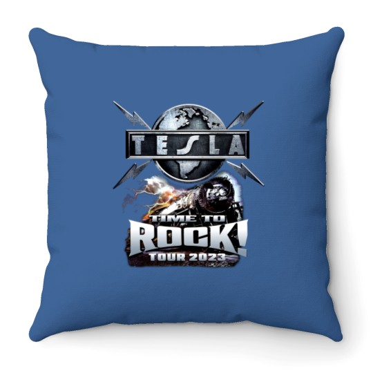 Tesla Rock Band Throw Pillows 2023 Tour Time To Rock Throw Pillows New Black Throw Pillows